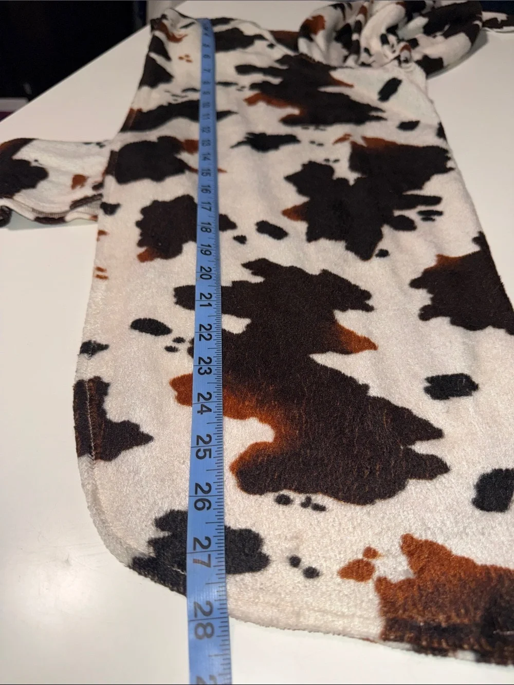 Cow Print Plush Dog Hoodie - Black & Brown Spots on Cream